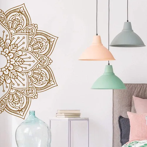 Miniatura 9 de Pegatinas de pared de vinilo de media mandala, papel tapiz para decoración de habitaciones de niños, calcomanías de vinilo