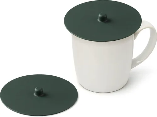 Miniatura 14 de Carrotez Paquete de 2 tapas de silicona para tazas, tapas para tazas de 4.3 pulgadas, tapas de silicona reutilizables para tazas de café y té