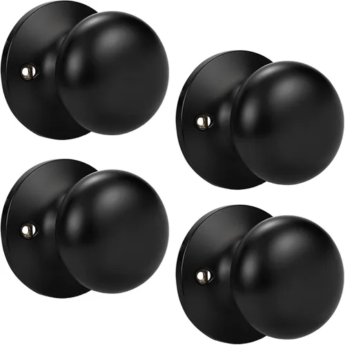 Miniatura 85 de KNOBWELL Paquete de 8 pomos de puerta de privacidad para baño y dormitorio, pomo de puerta negro mate con cerradura, cerradura de manija de puerta