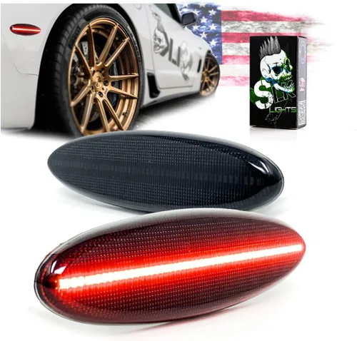 Miniatura 10 de SLK Luces C5 Paquete de 3 piezas de luces traseras ahumadas, luz de freno LED de láser y halo, marcadores laterales con arnés para flash hiperactivo