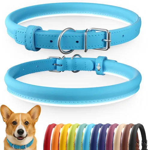 Miniatura 74 de CollarDirect Collar de perro con tachuelas, collares de cuero para mascotas para perros pequeños, medianos y grandes, acolchado suave, marrón, negro