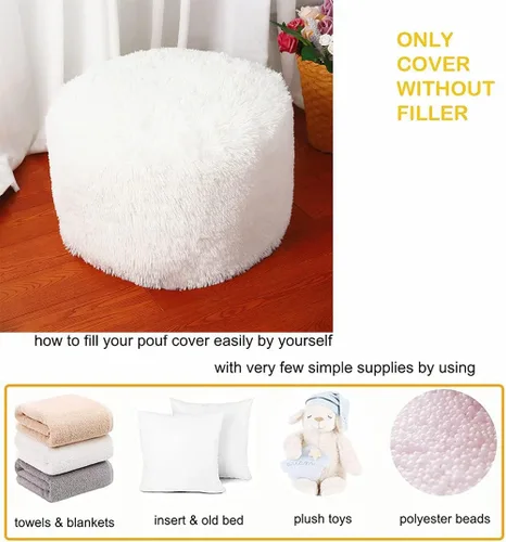 Miniatura 5 de Asuprui Puf Otomano Sin Relleno Reposapiés Otomano 20x12 Pulgadas Puf de Piso Redondo Piso Silla Bean Bag Sin Relleno Reposapiés con Almacenamiento