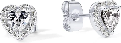 Miniatura 5 de PAVOI Aretes redondos de plata de ley chapados en oro de 14 quilates con halo de diamantes de imitación, circonita cúbica de primera calidad en oro