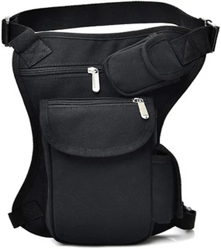 Riñonera de lona para senderismo, bolsa táctica de pierna caída, bolso para correr, cinturón de cadera, al aire libre, motocicleta, bicicleta, Negro