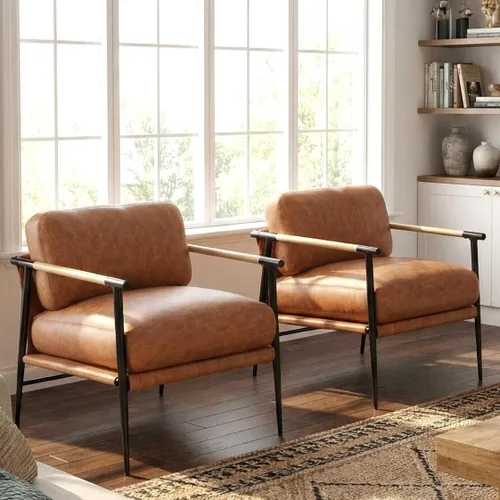 Miniatura 16 de LukeAlon Silla decorativa de chenille de mediados de siglo, silla ultra suave para sala de estar con patas de metal, silla moderna de estar