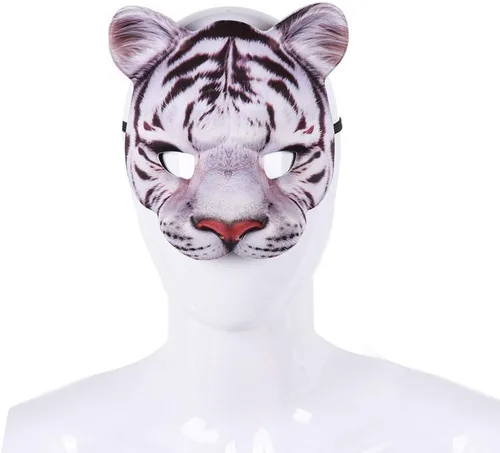 Miniatura 7 de Máscara de media cara de tigre de Halloween, máscara de animal de cosplay para Halloween, fiesta de máscaras, disfraces, accesorios de cosplay Tigre