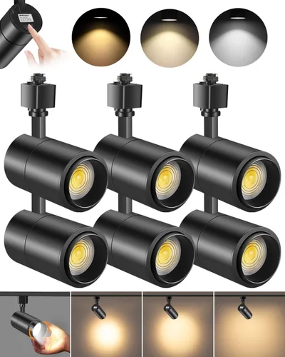 VANoopee Cabezales de Iluminación LED de Riel con Zoom de 3 Colores de 20W Cabezales de Luz de Riel Tipo H Regulables Focos de Techo Brillantes para