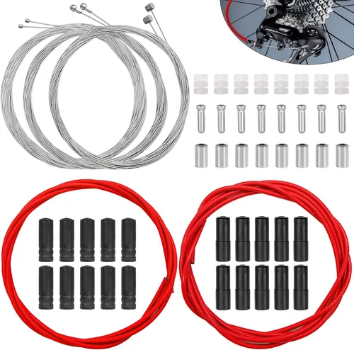 Miniatura 7 de Taiss Cable universal de freno de bicicleta, desviador de cambio de bicicleta, kit de carcasa de cable de bicicleta con juntas tóricas y tapas