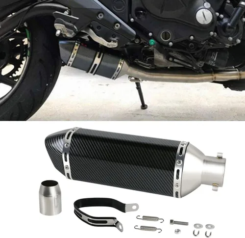 Miniatura 7 de Silenciador de escape de fibra de carbono de 1.5 – 2 pulgadas con DB Killer extraíble para motocicletas de calle/deporte y scooters con tubos