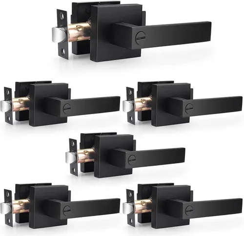 Miniatura 3 de Probrico Palanca de Puerta de Cama y Baño Negro Mate Servicio Pesado Manija de Puerta de Privacidad, Cerradura de Puerta Sin Llave Interior Baño
