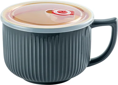 Miniatura 38 de Tazón de sopa de cerámica con asa de 32 onzas – Tazón de ramen para microondas con tapa, tazas y tazas de sopa para cereales, avena, ramen, fideos