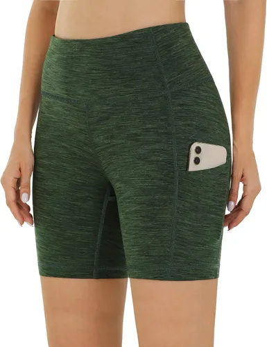 Miniatura 2 de IUGA Pantalones cortos de yoga para mujer con bolsillos de 8 a 5 pulgadas para mujer, pantalones cortos de entrenamiento de cintura alta, pantalones
