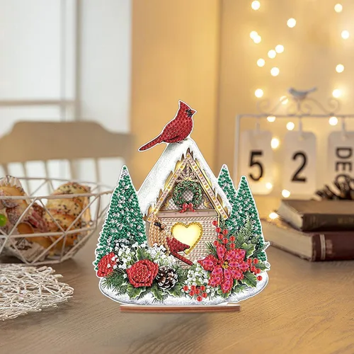 Miniatura 4 de MVVMTOP Pintura de Arte de Diamante Decoración de Mesa, DIY Nido de Pájaro de Navidad 5D Forma Especial Diamante Artificial Decoraciones de Navidad