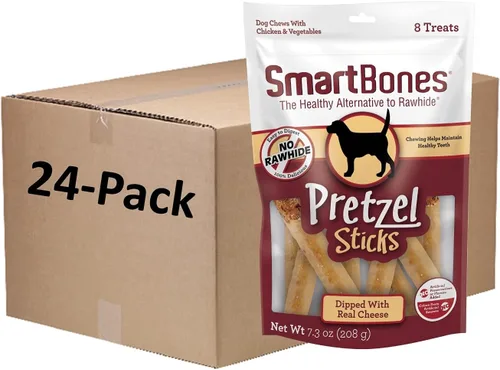 SmartBones Sin colores artificiales ni conservantes masticables estilo pretzel, dale a tu perro un divertido masticable sin cuero crudo