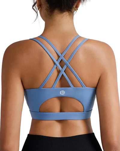 Miniatura 36 de Brasieres deportivos para mujer, con relleno, tipo camiseta sin mangas, sexis, con espalda cruzada, de alto impacto, largos, ideales para practicar
