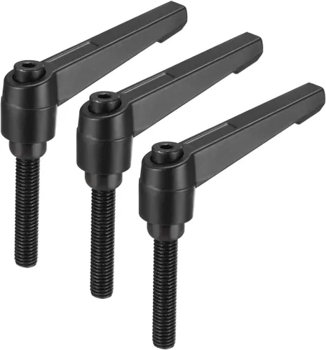 uxcell M8 x 1.575 in Mango de palanca de sujeción ajustable Rosca Botón de trinquete macho roscado Perillas de bloqueo Tornillo giratorio Perno de