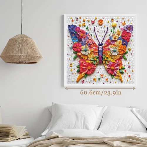 Miniatura 5 de Rompecabezas de alas de mariposa coloridas para adultos, 1000 piezas, rompecabezas estético de plantas de flores, rompecabezas de bordado
