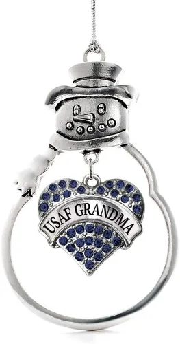 Miniatura 39 de Inspired Silver - Fuerza Aérea - Adorno de Navidad plateado - Adorno de árbol de Navidad con colgante de corazón azul con circonita cúbica