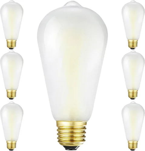 Miniatura 10 de Bombillas LED Edison regulables e26, 4 W, 40 W equivalentes, 400 lm, luz blanca cálida de 2700 K, AC120V, bombillas ST58 con acabado esmerilado