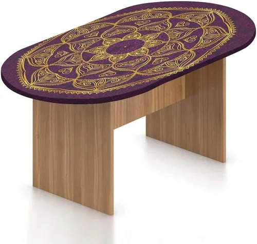 Miniatura 24 de XISUNYA Mantel ovalado ajustable de poliéster elástico con mandala dorada, mantel redondo vintage con estampado de loto, se adapta a mesas ovaladas