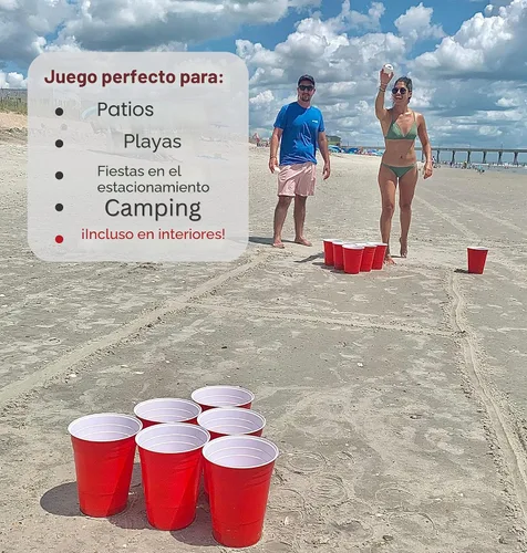 Miniatura 2 de Jumbo Pong - Juego de pong de patio gigante para exteriores, juegos de patio, césped, playa, camping, portón trasero o patio trasero - Copas