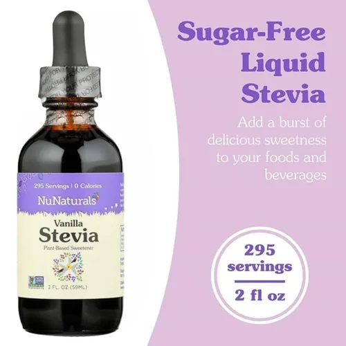Miniatura 3 de NuNaturals Stevia líquida de vainilla, edulcorante sin azúcar, sustituto de azúcar a base de plantas, cero calorías, 2 onzas (paquete de 2)