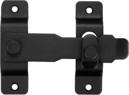 Miniatura 9 de INIRET Paquete de 2 pestillos para puerta de granero, 4.33 x 3.23 pulgadas, acero inoxidable negro mate, cerraduras de puerta abatibles, cerraduras