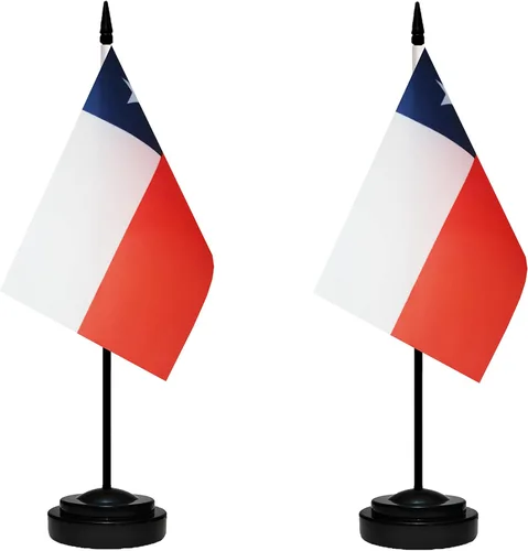 Miniatura 26 de Juego de banderas colombianas de lujo para escritorio de Colombia, pequeñas banderas de escritorio colombianas en miniatura con poste sólido, base