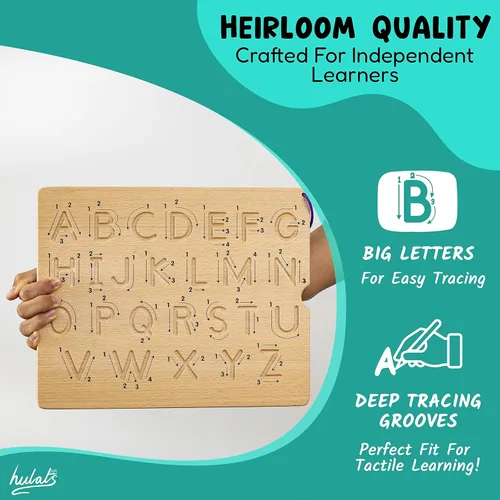 Miniatura 6 de Hulats Aprende a Escribir - Tableros de Trazado de Números y Letras con Flechas Direccionales - Juguetes Montessori de Madera para Aprender