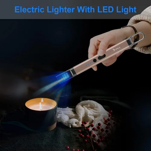 Miniatura 4 de SUPRUS Encendedor de velas eléctrico de arco, resistente al viento, sin llama, recargable por USB, con luz LED, para velas, camping, barbacoa