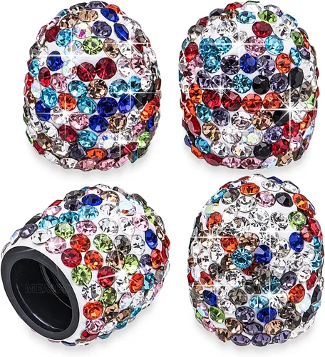Miniatura 22 de 8 PCS Tapas de Válvula de Vástago de Neumático con Diamantes de Cristal Brillante, Tapas de Válvula de Neumático de Coche a Prueba de Polvo Blanco