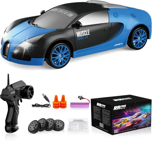 Miniatura 12 de Coche de Control Remoto RC Drift Car 2.4GHz Escala 1:24 4WD de Alta Velocidad Coches RC Vehículo con Luces LED Baterías y Neumáticos de Deriva