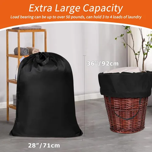 Miniatura 4 de Polecasa Bolsa de lavandería extra grande y resistente con asas duraderas y cierre de cordón, 28 x 36 pulgadas, bolsas de almacenamiento duraderas