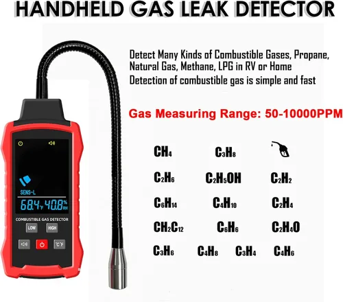 Miniatura 2 de Detector de gas natural, detector de fugas de gas con cuello de cisne de 11 pulgadas, localización de la fuente de propano, gas natural, metano, GLP