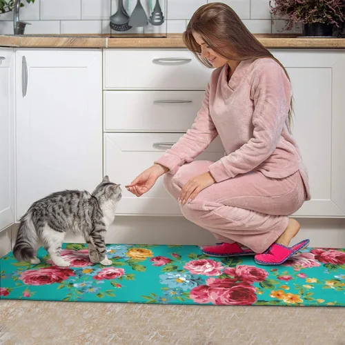Miniatura 3 de Tapetes de cocina para el suelo, juego de 2 piezas de alfombras y tapetes de cocina antideslizantes lavables