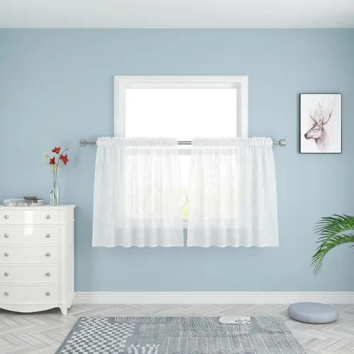 Miniatura 48 de UPOPO Paneles de Cortina Beige Pequeños Cortinas Transparentes de Gasa de 16 Pulgadas de Largo Cortinas de Cocina de Voile con Textura de Lino
