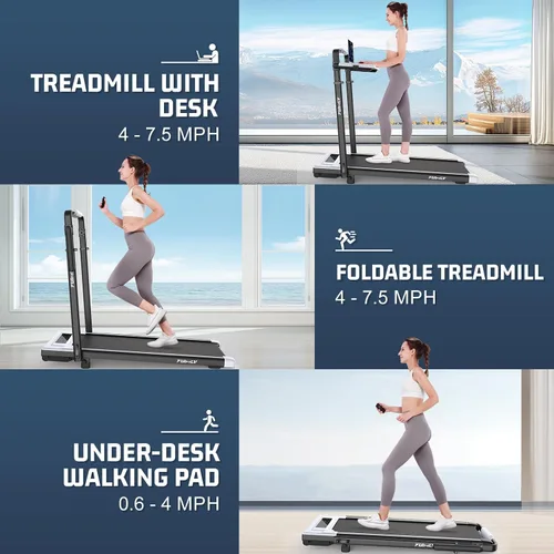 Miniatura 6 de FUNMILY Cinta de Correr Plegable con Almohadilla de Caminata Mejorada con Inclinación del 12%/15% y Barra de Manejo, Cintas de Correr Compactas