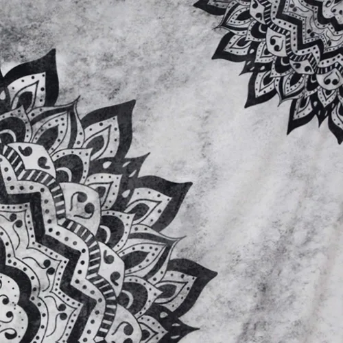 Miniatura 8 de Leofanger Tapiz de pared de mandala blanco y negro – Flor bohemia psicodélico hippie colgante de pared para dormitorio (51.2 x 59.1 pulgadas)