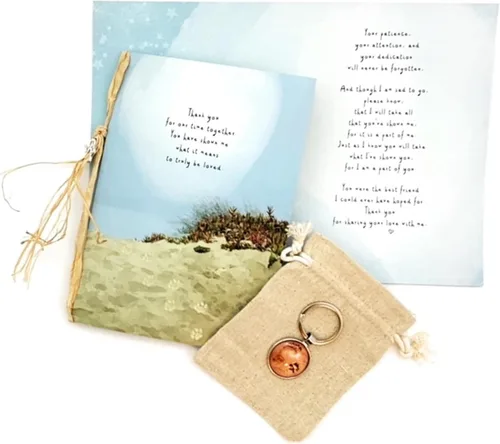 Smiling Wisdom | Tarjeta de felicitación de condolencias de mascotas y juego de regalo de recuerdo de huellas de pata | Escrito desde la perspectiva