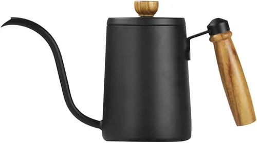 Hervidor de cuello de cisne, 20.3 fl oz, hervidor de café con mango anti-calor, acero inoxidable antioxidante con diseño de boquilla de flujo para