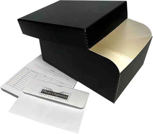 Lineco Caja de almacenamiento de fotos de 4 x 6 pulgadas, con 12 sobres sin ácidos, capacidad para hasta 1000 fotos de 3.5 x 5 pulgadas o 4 x 6