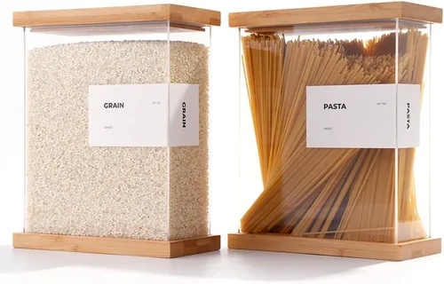 Miniatura 7 de Dispensador de alimentos de bambú Organizadores de cocina y almacenamiento Organizadores herméticos de despensa y recipiente de almacenamiento