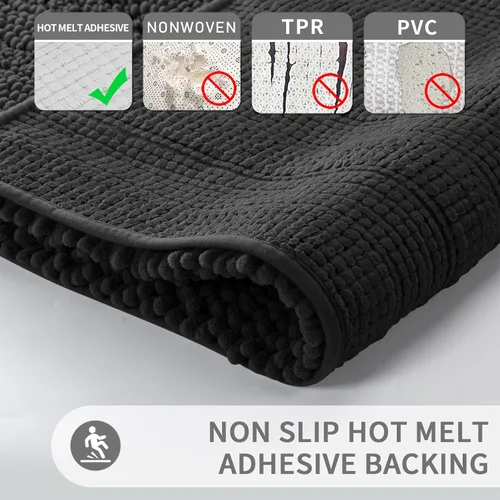 Miniatura 6 de Yimobra Juego de 2 alfombras de baño de felpilla suave y absorbente y alfombra para inodoro en forma de U, antideslizante, lavable a máquina