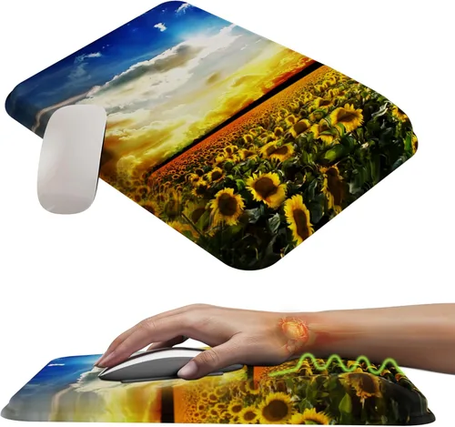 Miniatura 9 de MEKASS Alfombrilla ergonómica para ratón con soporte de muñeca, reposamuñecas para aliviar el dolor del túnel carpiano, espuma con memoria con Negro