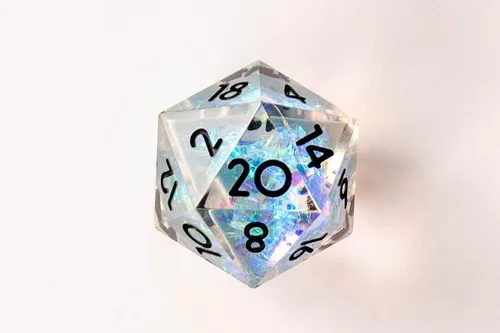 Miniatura 2 de 1985 Games Juego de dados D&D de borde afilado – Dados poliédricos de resina hechos a mano en caja retro VHS – 7 dados para TTRPG (Bola de Cristal)