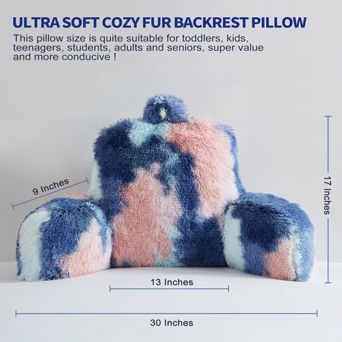 Miniatura 3 de Almohadas de lectura de piel sintética, tamaño grande, 30 x 17 x 17 pulgadas con relleno de microfibra blanca pura de primera calidad, almohada