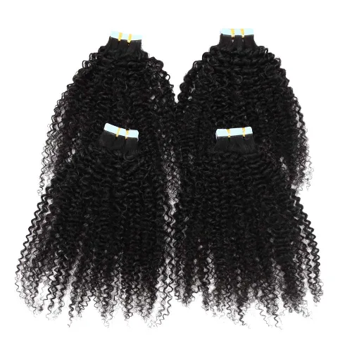 Miniatura 3 de Extensiones de cabello humano afro rizado tipo afro, extensiones de cabello humano Remy mongol, extensiones de cabello humano de trama de piel
