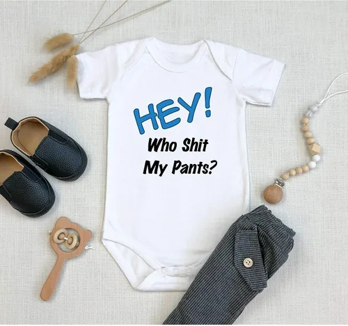 Miniatura 3 de Hey Who Shit My Pants Mameluco divertido de regalo para recién nacido lindo bebé