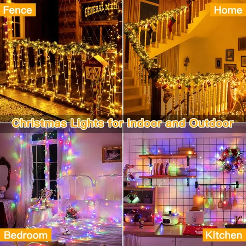 Miniatura 7 de Ollny Luces de Navidad, 66 pies, 200 luces LED para árbol de Navidad con 11 modos, control remoto, IP44, impermeable, cambio de color, luces