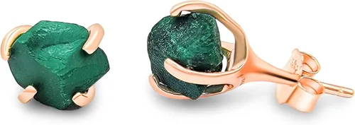 Miniatura 35 de Aretes de piedra preciosa natural en bruto con oro rosa sobre plata de ley 925, 6 a 0.276 in, regalo de piedra de nacimiento de calidad genuina